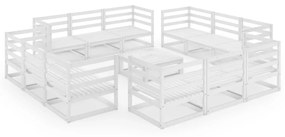 Set divani da giardino 13 pz bianco in legno massello di pino