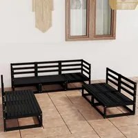 Set Divani da Giardino 7 pz Nero in Legno Massello di Pino 3075423