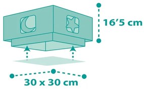 Dalber 63236H - Plafoniera per bambini MOONLIGHT 2xE27/60W/230V verde