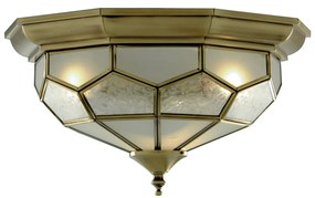 Plafoniera Classica Pisa Ii Ottone Vetro 2 Luci E14