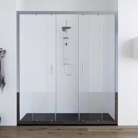 Porta doccia doppia anta scorrevole 180 cm trasparente Olmo
