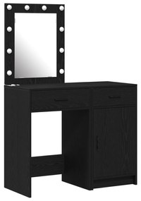 Set di tavoli da trucco 2 pezzi  con led in legno ingegnerizzato nero