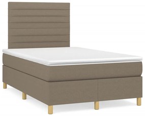 Letto a molle con materasso e led tortora 120x190 cm in tessuto