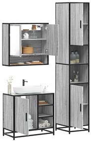 Set Mobili Da Bagno 3 Pz Grigio Sonoma İn Legno Multistrato /