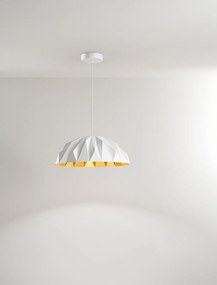 Perenz Prisma - sospensione acrilico geometrica Ø56 cm disponibile nei colori bianco opaco + oro e nero opaco + oro
