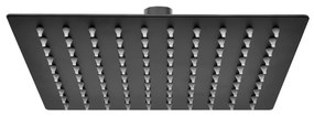 Soffione doccia quadrato 25x25 cm in acciaio inox nero opaco anticalcare