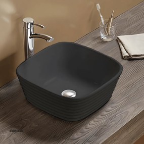 Lavabo D'Appoggio "Break The Rules" Da 40x40 Cm Nero Lucido