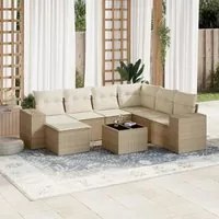 Set Divano da Giardino 8 pz con Cuscini Beige in Polyrattan 3255245