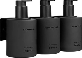 Dispenser per sapone da parete neri in vetro 3 pz 350 ml Kirei – Blomus