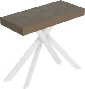 Consolle allungabile Libo Small - Tortora gambe bianche 90x40/196 cm