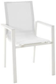 Sedia da giardino in alluminio con braccioli Odyssea Gamma NATERIAL, seduta in textilene bianco