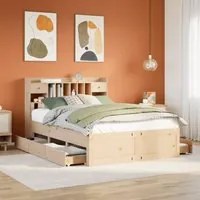 Letto Libreria senza Materasso 160x200 cm in Legno di Pino 3308954