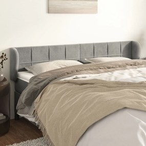Testiera Ad Orecchio Grigio Chiaro 163x23x78/88 Cm İn Velluto /