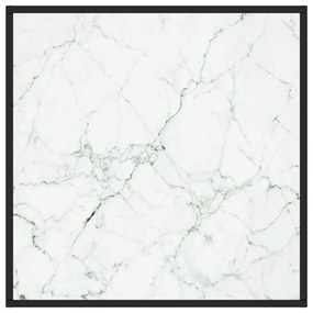 Tavolino da salotto nero con vetro marmo bianco  80x80x35 cm