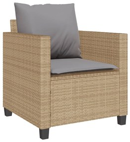 Set da bistrò 3 pz con cuscini beige in polyrattan