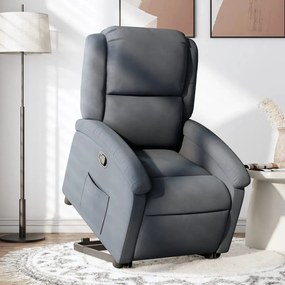 Poltrona Alzapersona Reclinabile Grigio Scuro İn Velluto /