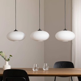 EMIBIG LIGHTING Lampada per sala da pranzo Coco, lunghezza 115 cm, nero/opal, vetro, a 3 luci
