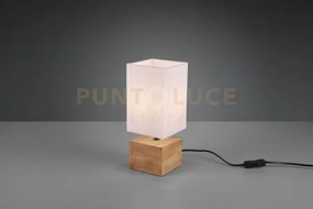 Woody lampada da tavolo base legno naturale e paralume bianco h. 30...