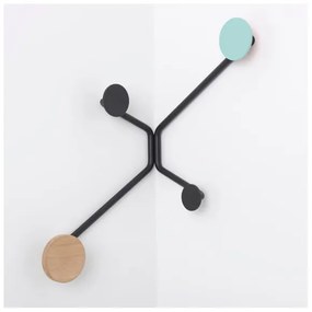 Appendiabiti angolare nero con dettaglio verde menta Hook - Gazzda