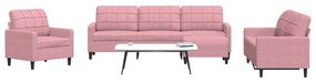 Set Di Divani 4 Pz Con Cuscini Rosa İn Velluto /