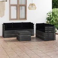 Set Divani da Giardino su Pallet 6 pz con Cuscini Massello Pino cod mxl 41507