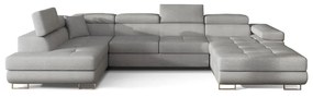 Divano angolare grigio chiaro allungabile/con contenitore (con penisola a sinistra/a U) Rodrigo – ELTAP