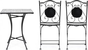 Set Tavolino e 2 Sedie Pieghevoli da Giardino Erice in Acciaio...