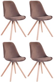 Set Di 4 Sedie Toulouse İn Velluto Rotonde / Braun / Natura
