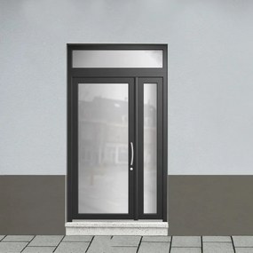 Portoncino d'ingresso Condo20 con vetro L 90 x H 210 cm in PVC nero, apertura spingere a sinistra