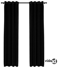 vidaXL Tende Oscuranti Effetto Lino con Occhielli 2pz 140x245cm Nere