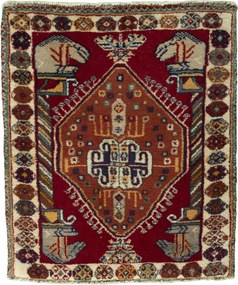Shiraz Tappeto 70x60 Rosso (Iran) Annodato A Mano