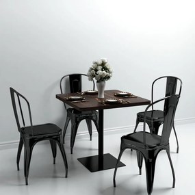 Tavolo Bistrot Mdf E Acciaio Quadrato 80x80x75 Cm Cenere Scura /