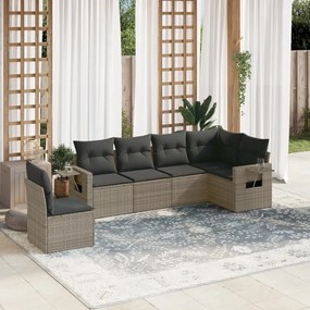 Set divano da giardino 6 pz con cuscini grigio in polyrattan