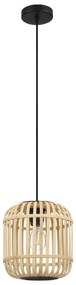 Lampadario Natura Brodesley nero paralume marrone E27 Ø21cm EGLO