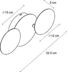 Lampada da parete moderna nera con oro incl. LED dimmerabile a 3 livelli 3 luci - Sunrise 3
