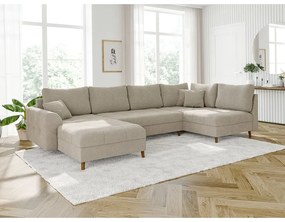 Divano angolare beige in tessuto bouclé (angolo sinistro/"U") Ariella - Ropez