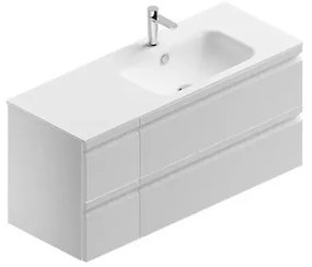 Mobile sottolavabo e lavabo Pull per doppia vasca bianco opaco in mdf L 120 x H 56 x P 46 cm 4 cassetti