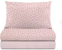 Completo letto singolo fiori rosa in flanella