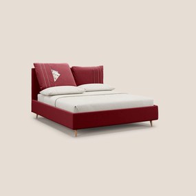 Nathan letto contenitore con cuscini regolabili con tasche in microfibra velluto impermeabile T09 rosso