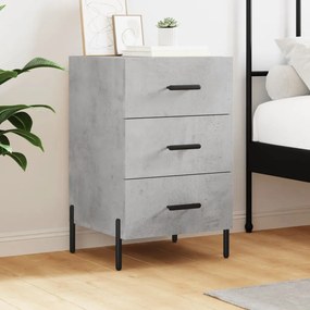 Comodino Grigio Cemento 40x40x66 Cm İn Legno Multistrato /