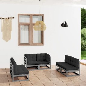 Set Divani da Giardino 6 pz con Cuscini Legno Massello Pino