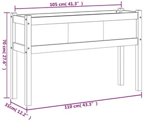 Fioriera Giardino con Gambe 110x31x70 cm Legno Massello Pino