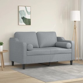 Divano A 2 Posti Con Cuscini Grigio Chiaro 120 Cm İn Tessuto /