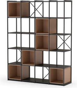 Libreria in nero e mattone 140x179 cm Anya - Marckeric