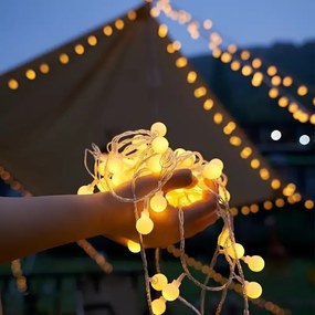 Luci di Natale a Bulbo Energia Solare 200 Led Bianco Caldo