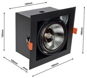 Lampada da incasso PLAZA AR111 1xGU10/12W/230V nero
