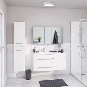 Mobile sottolavabo e lavabo Perla per vasca a sinistra bianco opaco L 111 x H 53.7 x P 47.5 cm, 1 anta 2 cassetti