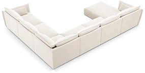 Divano angolare beige (con penisola a destra/a U) con rivestimento in velluto Vanda – Mazzini Sofas