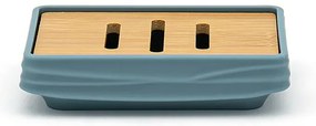Accessori bagno in set da 3 pezzi in abs turchese cobalto linea Wave