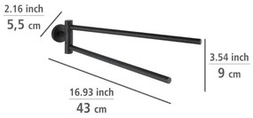 WENKO 24238100-Porta asciugamani BOSIO BLACK 5,5x43 cm acciaio inox/argento